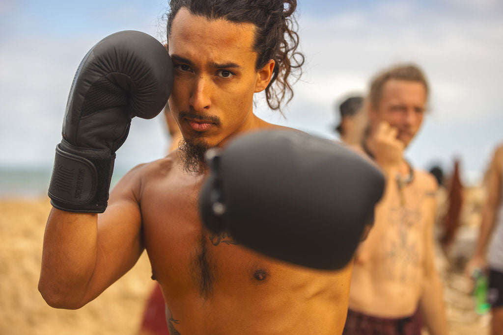 Sacred Sons Boxing Essentials Pack: 16oz Boxing Gloves, Mouthpiece & Bag