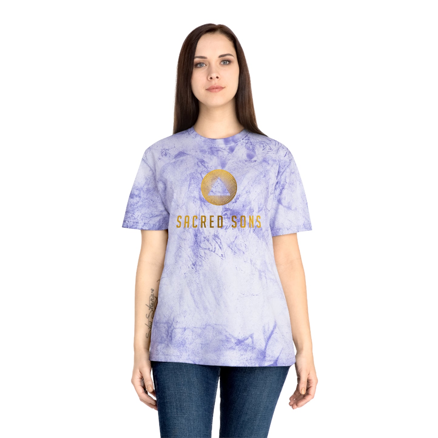 Sacred Sons Logo Tee — Distressed Marble Graphic T-Shirt