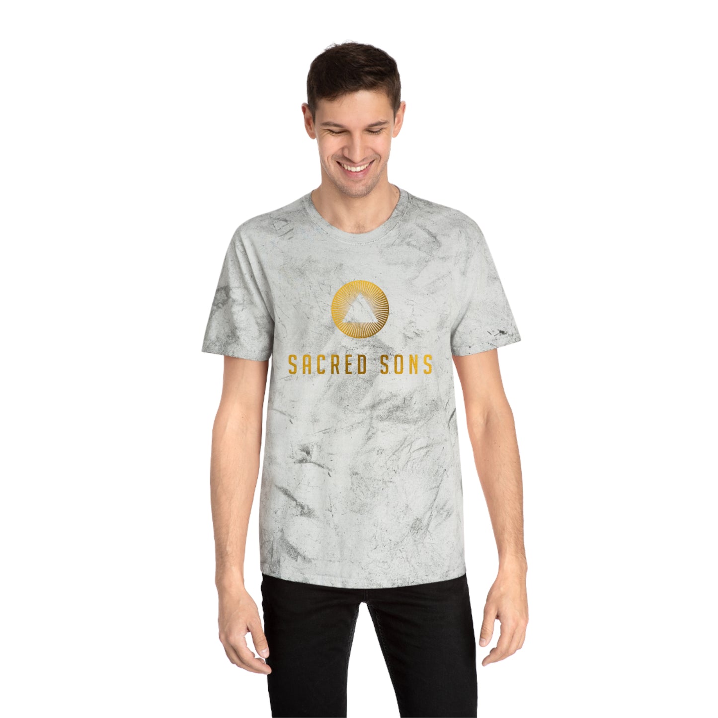 Sacred Sons Logo Tee — Distressed Marble Graphic T-Shirt