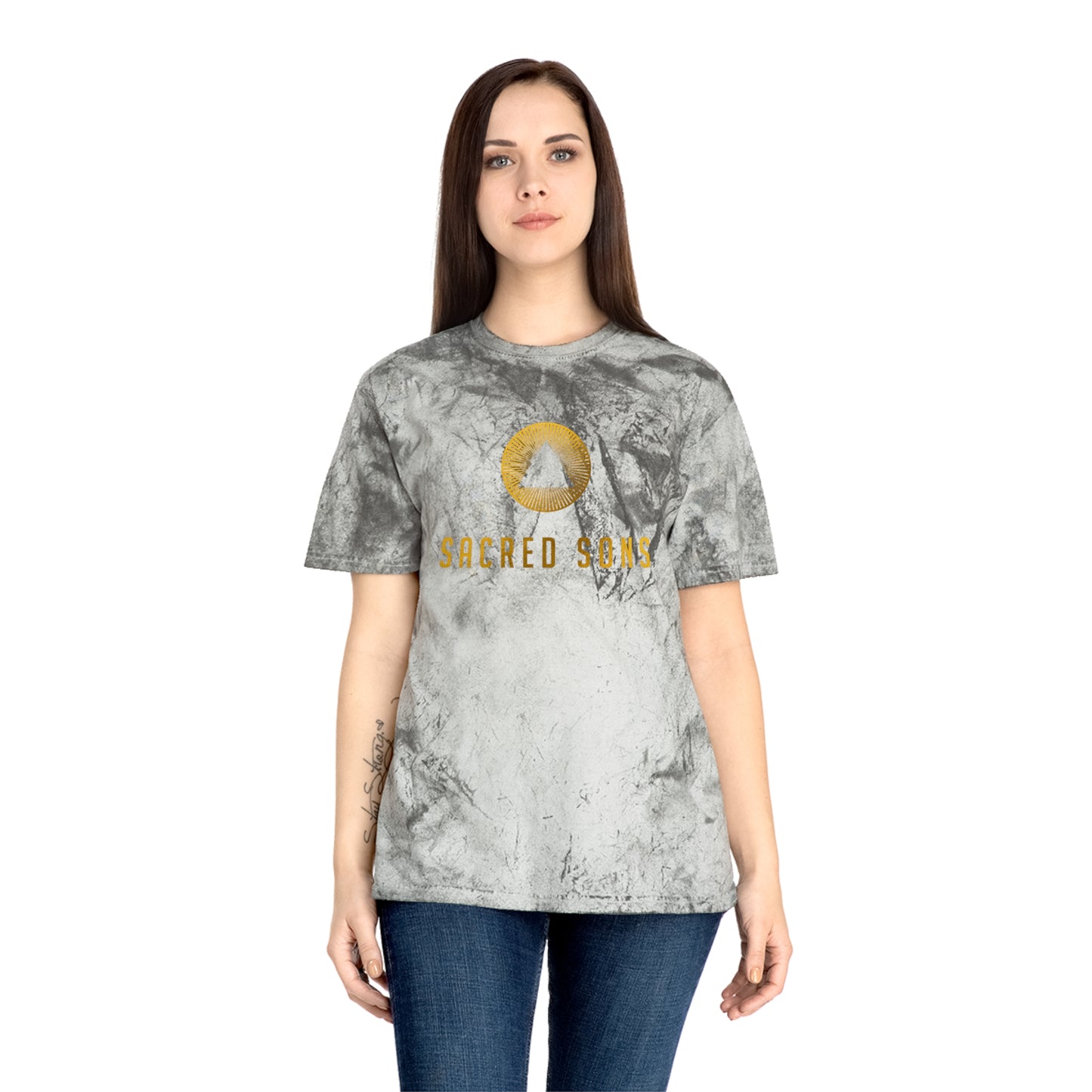 Sacred Sons Logo Tee — Distressed Marble Graphic T-Shirt