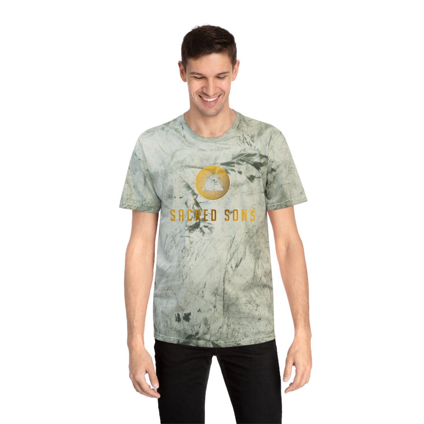 Sacred Sons Logo Tee — Distressed Marble Graphic T-Shirt