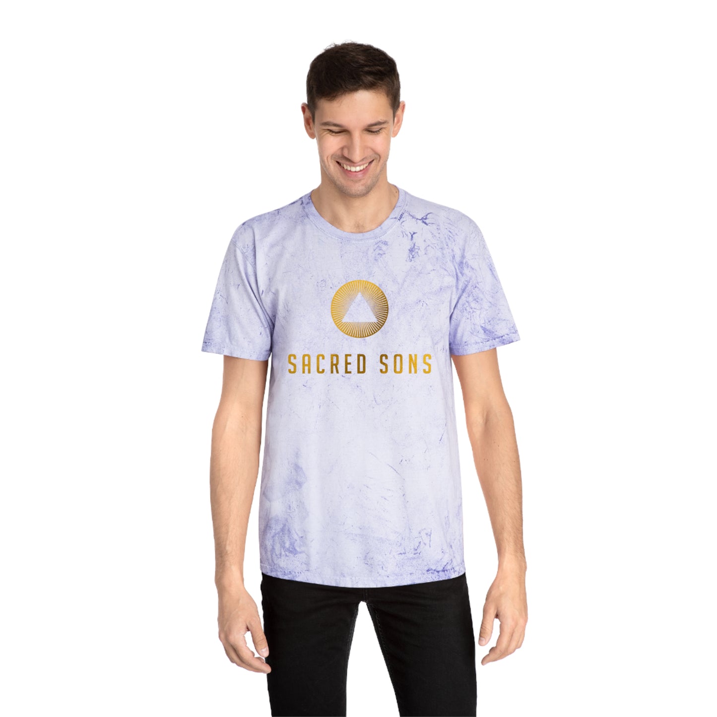 Sacred Sons Logo Tee — Distressed Marble Graphic T-Shirt