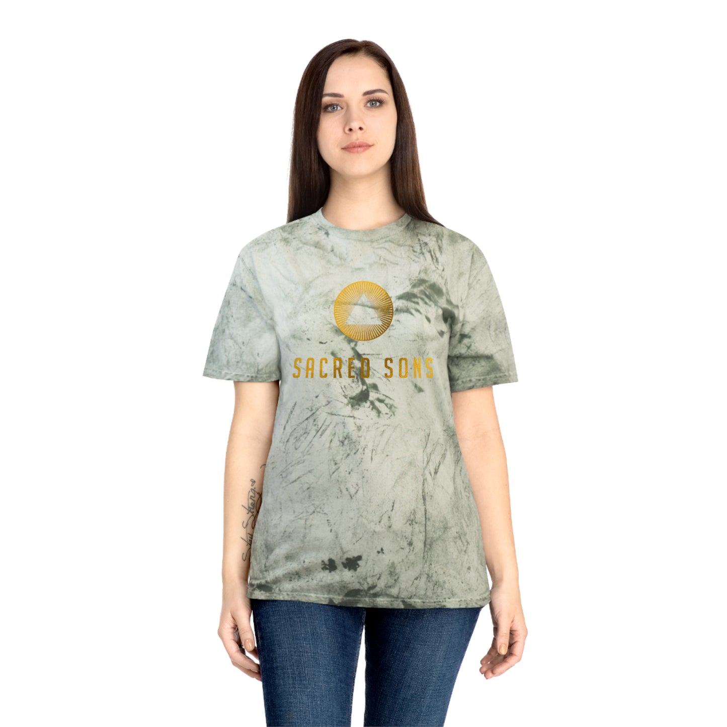 Sacred Sons Logo Tee — Distressed Marble Graphic T-Shirt