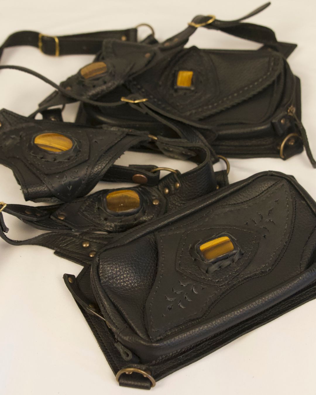 Sacred Sons Black And Gold Leather Holsters